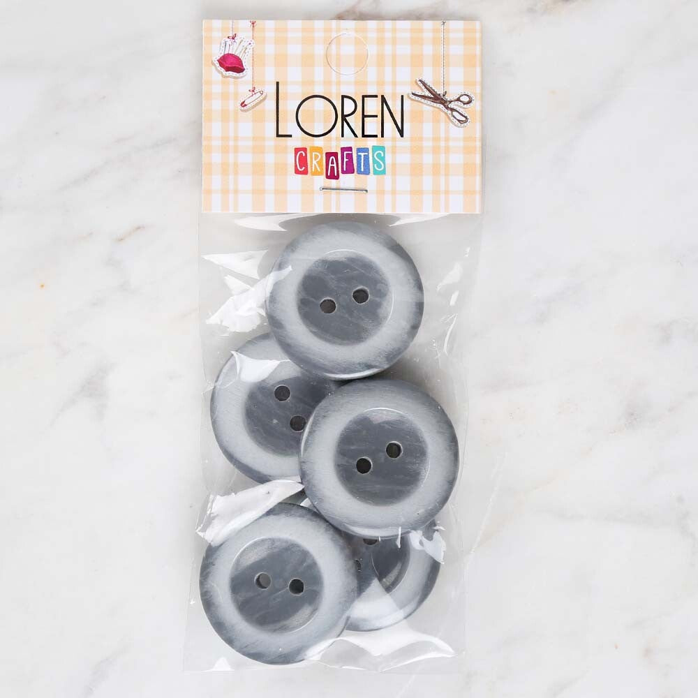 Loren Crafts 5'li Gri Büyük Düğme - 1704